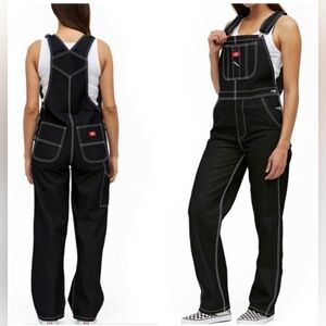 58. Dickies | Black Contrast-Stitch Overalls – Size XS